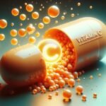 Scientific illustration of NAD+ molecules and cellular mitochondria highlighting research into energy production, healthy aging and longevity.